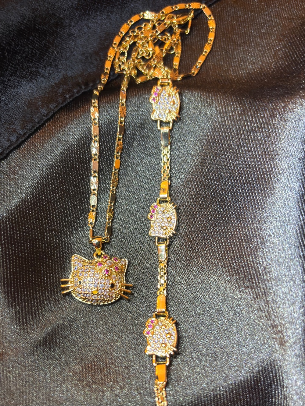 Yellow Gold Hello Kitty CZ Set